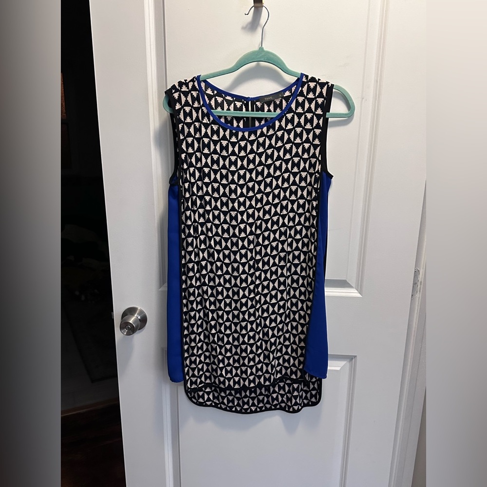 THML Size small blue black and white geometric mini dress - dillards
